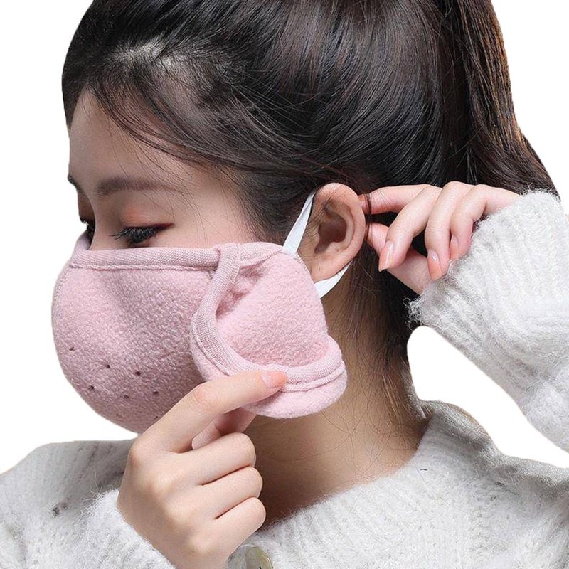 TecHong Womens Winter Warm Windproof Mask with Fluffy Ear Covers - Thick Dustproof Breathable Mouth Cover Half Face Earflaps - Image 5
